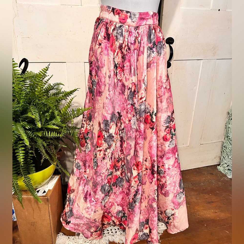 OOAK Handmade Skirt EX Cond Gathered Lined Floral Maxi For Festivals Parties